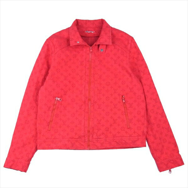 LOUIS VUITTON ルイ・ヴィトン 国内正規品 HHA70WQMF 19AW ジップアップ モノグラム ソフト デニム ジャケット レッド系 50【中古】