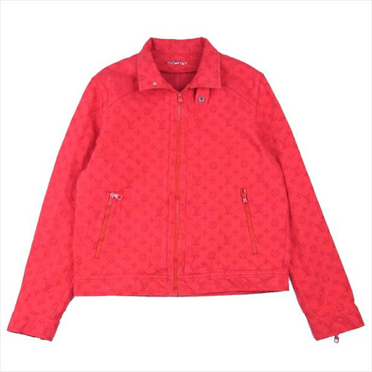 LOUIS VUITTON ルイ・ヴィトン 国内正規品 HHA70WQMF 19AW ジップアップ モノグラム ソフト デニム ジャケット レッド系 50【中古】