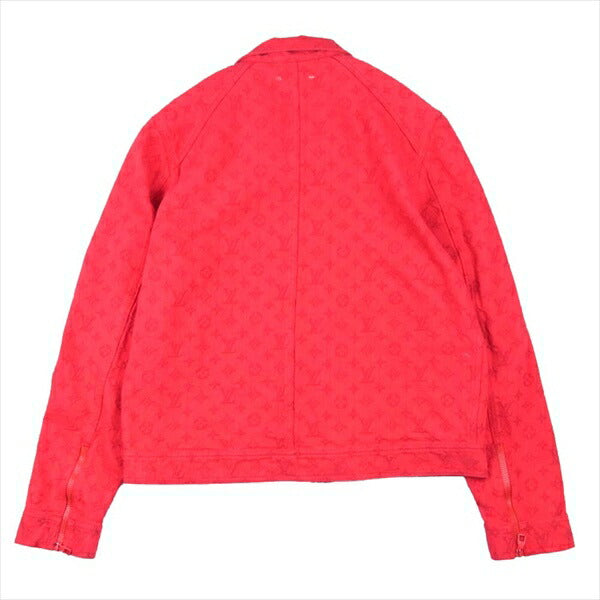 LOUIS VUITTON ルイ・ヴィトン 国内正規品 HHA70WQMF 19AW ジップアップ モノグラム ソフト デニム ジャケット レッド系 50【中古】