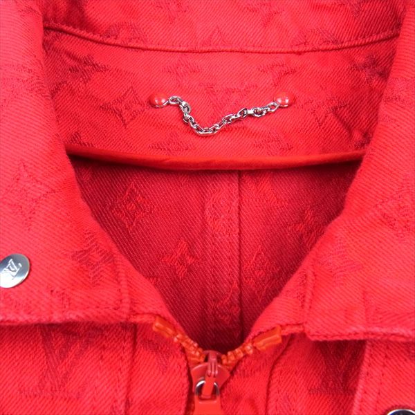 LOUIS VUITTON ルイ・ヴィトン 国内正規品 HHA70WQMF 19AW ジップアップ モノグラム ソフト デニム ジャケット レッド系 50【中古】