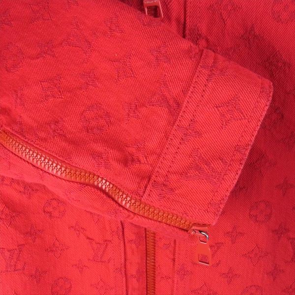 LOUIS VUITTON ルイ・ヴィトン 国内正規品 HHA70WQMF 19AW ジップアップ モノグラム ソフト デニム ジャケット レッド系 50【中古】