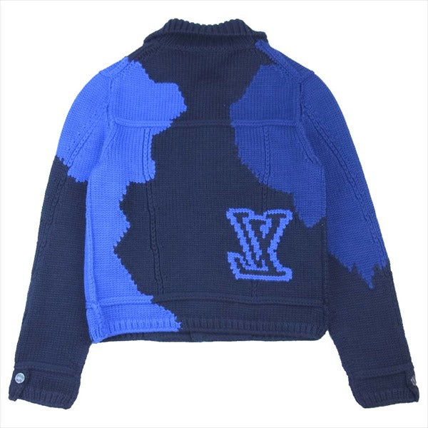 LOUIS VUITTON ルイ・ヴィトン 国内正規品 RM202M UTF HJN06W 20aw LV インタルシアボタン ニット ジャケット ネイビー系 M【美品】【中古】