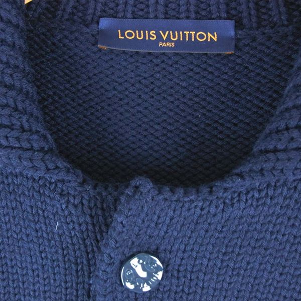 LOUIS VUITTON ルイ・ヴィトン 国内正規品 RM202M UTF HJN06W 20aw LV インタルシアボタン ニット ジャケット ネイビー系 M【美品】【中古】