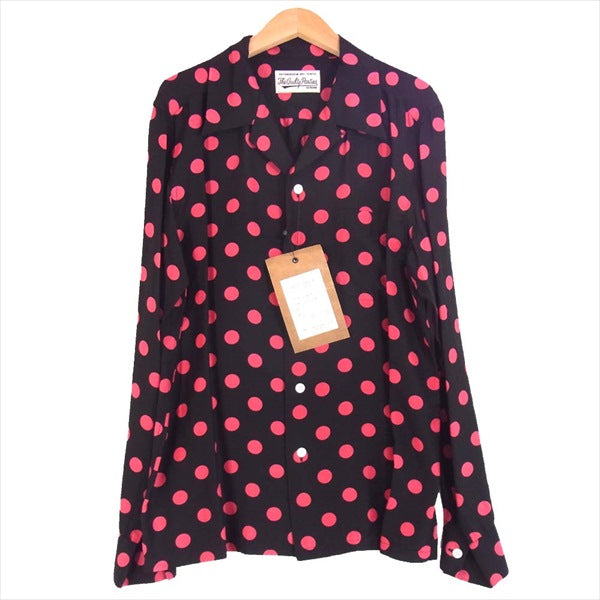 WACKO MARIA ワコマリア BIG DOTS SHIRT 12AW-DOTS-SHI-02 ビッグ ドット シャツ 長袖シャツ 黒×ピンク L【新古品】【未使用】【中古】