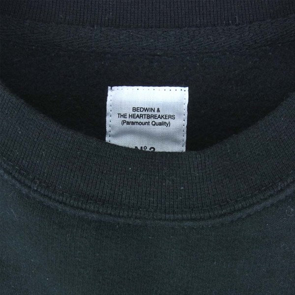 BEDWIN & THE HEARTBREAKERS ベドウィンアンドザハートブレイカーズ 19AB2870 L/S C-NECK SWEAT LOU BLACK KAT プリント クルーネック スウェット 裏起毛 ブラック系 No.3【中古】