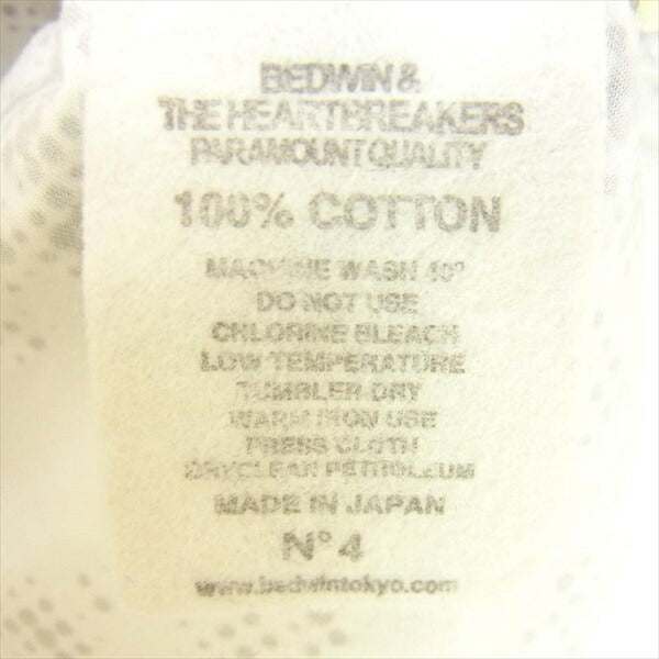 BEDWIN & THE HEARTBREAKERS ベドウィンアンドザハートブレイカーズ 19SBSP1036 L/S REG TWILL PRINTED SHIRT TRACY トレイシー ツイル プリンテッド 長袖シャツ 白系 4【中古】
