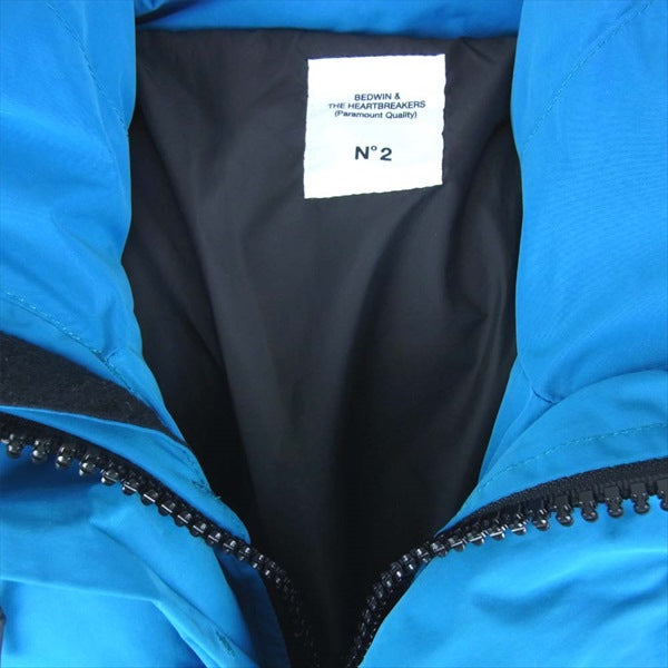BEDWIN & THE HEARTBREAKERS ベドウィンアンドザハートブレイカーズ HOODED DOWN JACKET QUINE クワイン 袖 フリース フーデッド ダウン ジャケット 水色系 No.2【美品】【中古】