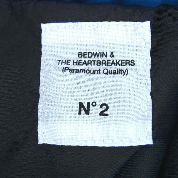 BEDWIN & THE HEARTBREAKERS ベドウィンアンドザハートブレイカーズ HOODED DOWN JACKET QUINE クワイン 袖 フリース フーデッド ダウン ジャケット 水色系 No.2【美品】【中古】