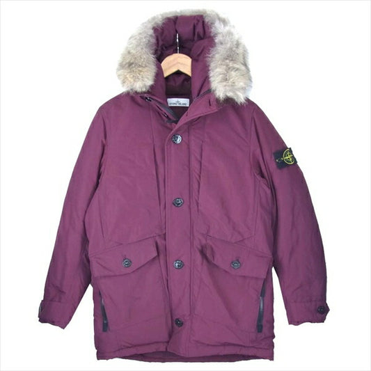 STONE ISLAND ストーンアイランド 国内正規品 671541226-A ファー付き ミリタリー ダウン N-3Bジャケット ワインレッド系 S【中古】