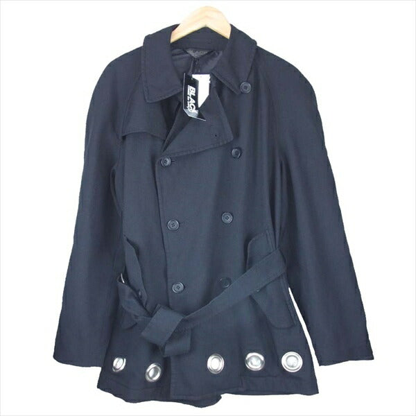 BLACK COMME des GARCONS ブラックコムデギャルソン 18SS 1A-C001 ホールデザイン ポリエステル製品あと加工 トレンチ コート ブラック系 L【新古品】【未使用】【中古】
