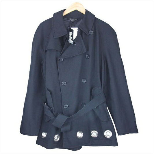 BLACK COMME des GARCONS ブラックコムデギャルソン 18SS 1A-C001 ホールデザイン ポリエステル製品あと加工 トレンチ コート ブラック系 L【新古品】【未使用】【中古】