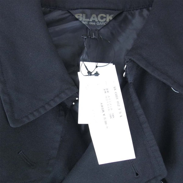 BLACK COMME des GARCONS ブラックコムデギャルソン 18SS 1A-C001 ホールデザイン ポリエステル製品あと加工 トレンチ コート ブラック系 L【新古品】【未使用】【中古】