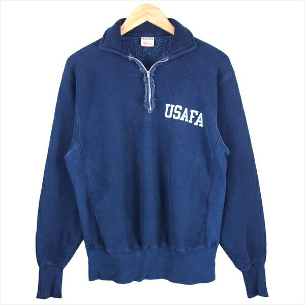 Champion チャンピオン 70s USAFA 単タグ オリジナル ハーフジップ パーカー 紺系 M【中古】
