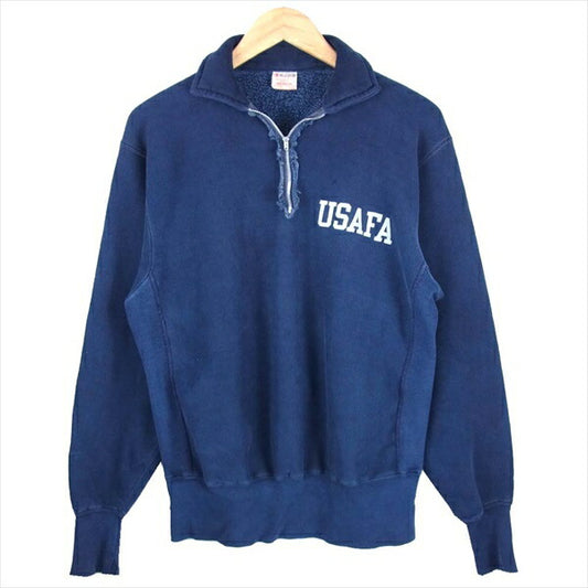 Champion チャンピオン 70s USAFA 単タグ オリジナル ハーフジップ パーカー 紺系 M【中古】