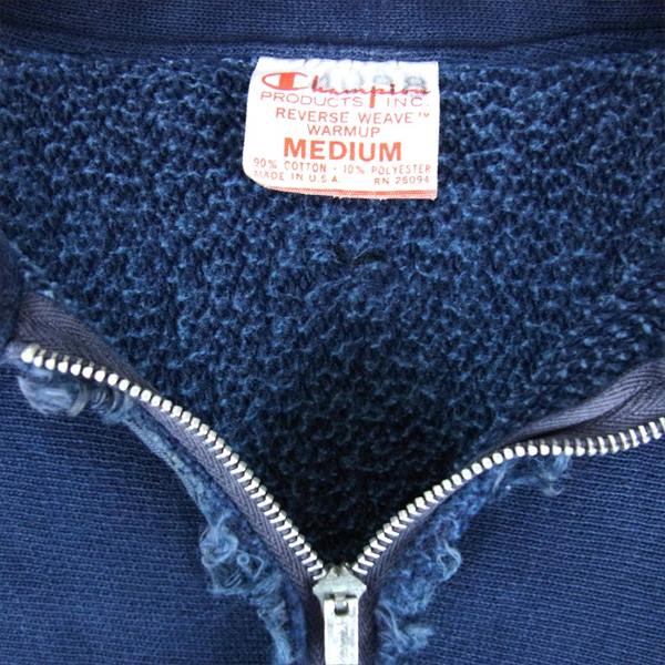 Champion チャンピオン 70s USAFA 単タグ オリジナル ハーフジップ パーカー 紺系 M【中古】