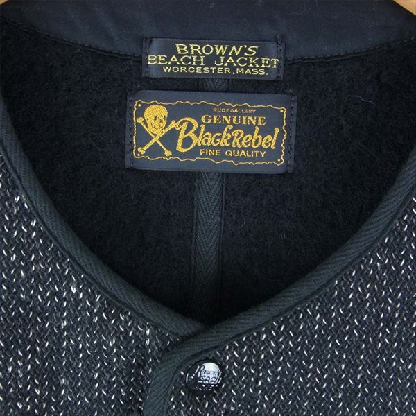 RUDE GALLERY BLACK REBEL ルードギャラリーブラックレーベル BROWNS BEACH BEST ブラウンズ ビーチ レザーポケット ベスト ジレ 黒系 M【中古】
