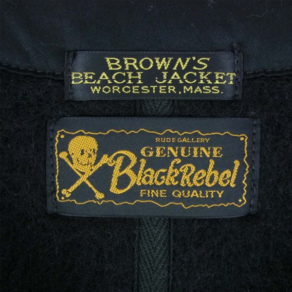 RUDE GALLERY BLACK REBEL ルードギャラリーブラックレーベル BROWNS BEACH BEST ブラウンズ ビーチ  レザーポケット ベスト ジレ 黒系 M【中古】