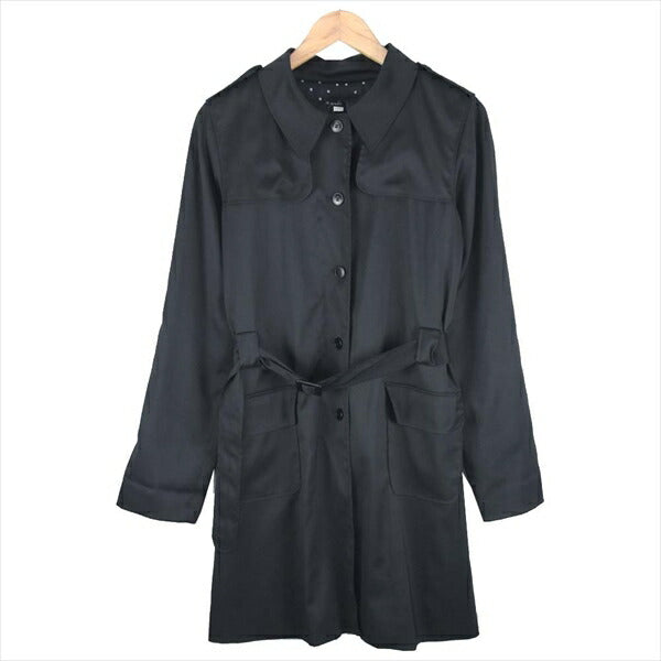 agnes b. アニエスベー 1204-3043 07W ベルト付 トレンチコート レディース コート ブラック系 40【中古】