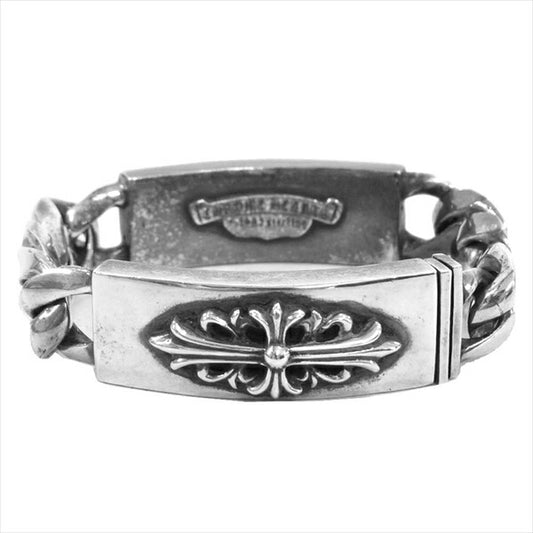 CHROME HEARTS クロムハーツ（原本無） ダブル ID ブレス ダガー フローラル クロス ブレスレット シルバー【中古】