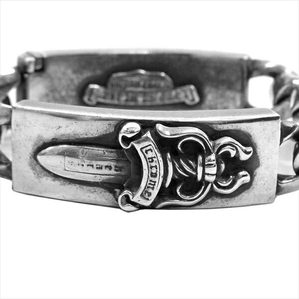 CHROME HEARTS クロムハーツ（原本無） ダブル ID ブレス ダガー フローラル クロス ブレスレット シルバー【中古】