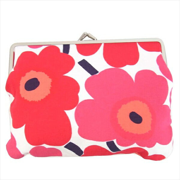 marimekko マリメッコ がま口 ポーチ レディース バッグ レッド系 レッド系【美品】【中古】