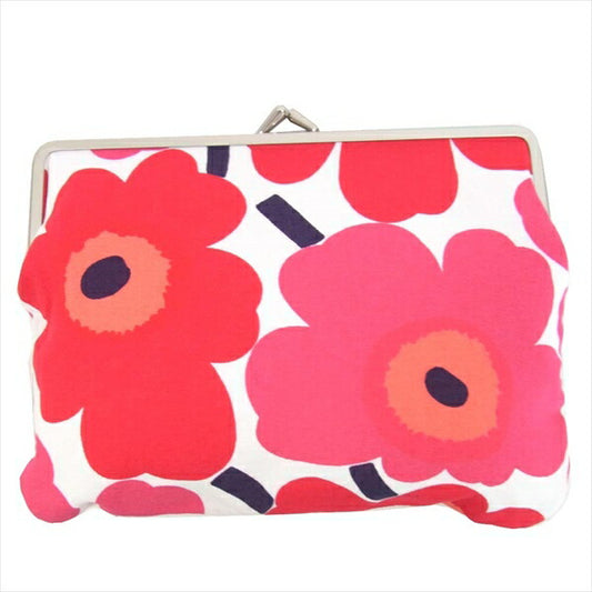 marimekko マリメッコ がま口 ポーチ レディース バッグ レッド系 レッド系【美品】【中古】