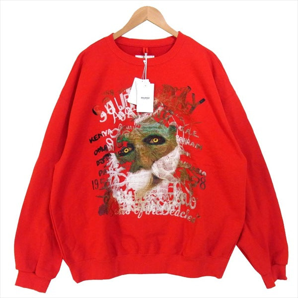 ダブレット 19AW29CS141 HORROR EMBROIDERY SWEAT SHIRT ホラー 刺繍 スウェット レッド系 XL【極上美品】【中古】