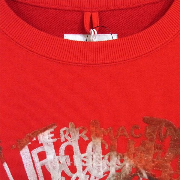 ダブレット 19AW29CS141 HORROR EMBROIDERY SWEAT SHIRT ホラー 刺繍 スウェット レッド系 XL【極上美品】【中古】