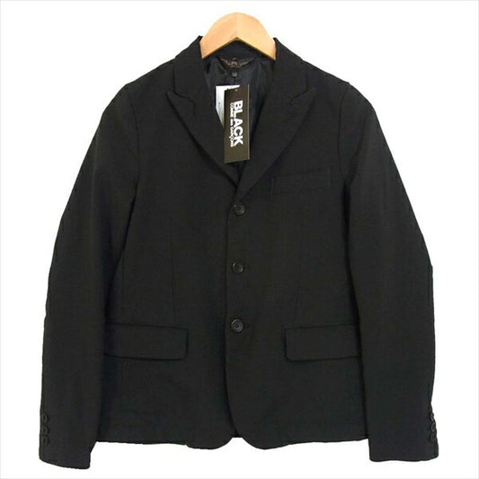 BLACK COMME des GARCONS ブラックコムデギャルソン 1A-J012 背中くり抜き エステル 縮絨 テーラードジャケット 黒系 XS【中古】