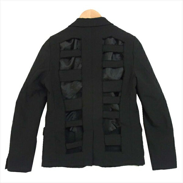 BLACK COMME des GARCONS ブラックコムデギャルソン 1A-J012 背中くり抜き エステル 縮絨 テーラードジャケット 黒系 XS【中古】