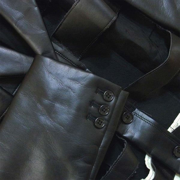 BLACK COMME des GARCONS ブラックコムデギャルソン 1A-J011 前身くり抜き フェイク テーラード レザー ジャケット 黒系 XL【中古】