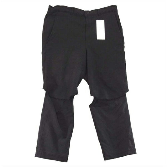 BLACK COMME des GARCONS ブラックコムデギャルソン 1A-P002 カッティング エステル 縮絨 パンツ 黒系 S【美品】【中古】