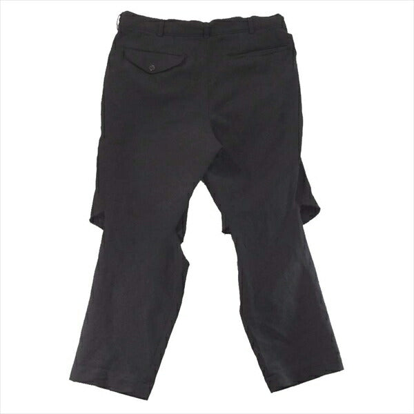 BLACK COMME des GARCONS ブラックコムデギャルソン 1A-P002 カッティング エステル 縮絨 パンツ 黒系 S【美品】【中古】