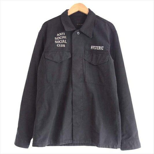 HYSTERIC GLAMOUR ヒステリックグラマー × ANTI SOCIAL SOCIAL CLUB 02201AH14 20SS ミリタリー シャツ ジャケット 黒系 M【美品】【中古】