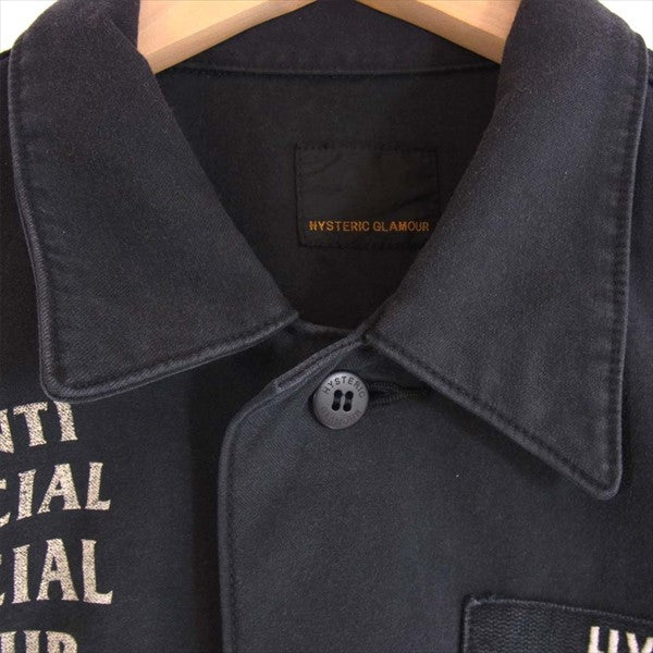 HYSTERIC GLAMOUR ヒステリックグラマー × ANTI SOCIAL SOCIAL CLUB 02201AH14 20SS ミリタリー シャツ ジャケット 黒系 M【美品】【中古】