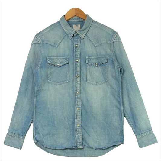 VISVIM ビズビム 0113105007006 SS FOUR CORNERS SHIRT DAMAGED ダメージ加工 デニムシャツ インディゴブルー系 インディゴブルー系 1【中古】