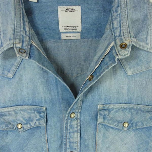 VISVIM ビズビム 0113105007006 SS FOUR CORNERS SHIRT DAMAGED ダメージ加工 デニムシャツ インディゴブルー系 インディゴブルー系 1【中古】