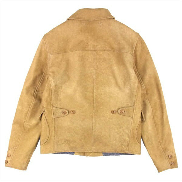 RRL ダブルアールエル Walker Leather jacket ビンテージ加工 鹿革 ディアスキン ウォーカー レザー ジャケット ライトブラウン系 XS【中古】
