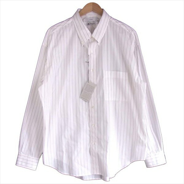 GRAPHPAPER グラフペーパー トーマスメイソン THOMS MASON GM201-50058 L/S B.D Box Shirt ロングスリーブ 長袖 ストライプ シャツ 白系 3【極上美品】【中古】