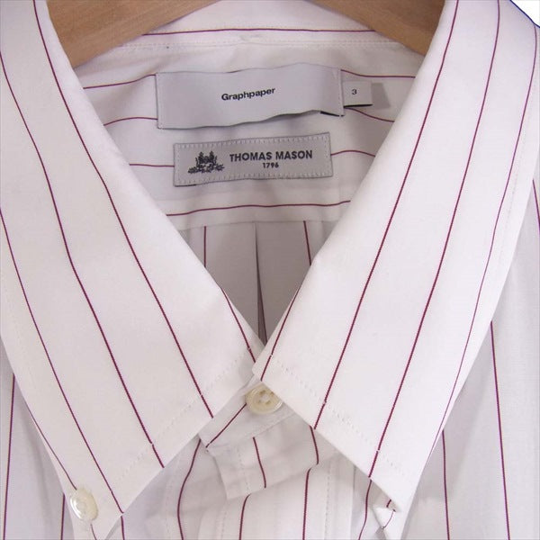 GRAPHPAPER グラフペーパー トーマスメイソン THOMS MASON GM201-50058 L/S B.D Box Shirt ロングスリーブ 長袖 ストライプ シャツ 白系 3【極上美品】【中古】