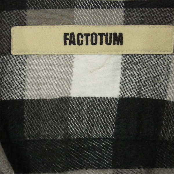 FACTOTUM ファクトタム 1061124 ブロック チェック ネル シャツ コットン 日本製 長袖シャツ グレー系 グレー系 46【中古】