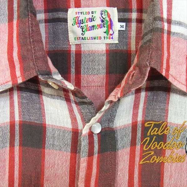 HYSTERIC GLAMOUR ヒステリックグラマー 02172AH04 ウエスタン コットン リネン 半袖シャツ レッド系 レッド系 Ｍ【中古】