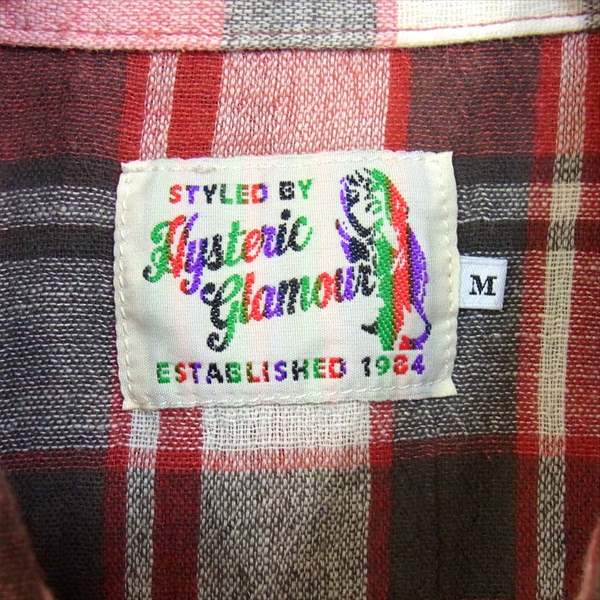 HYSTERIC GLAMOUR ヒステリックグラマー 02172AH04 ウエスタン コットン リネン 半袖シャツ レッド系 レッド系 Ｍ【中古】