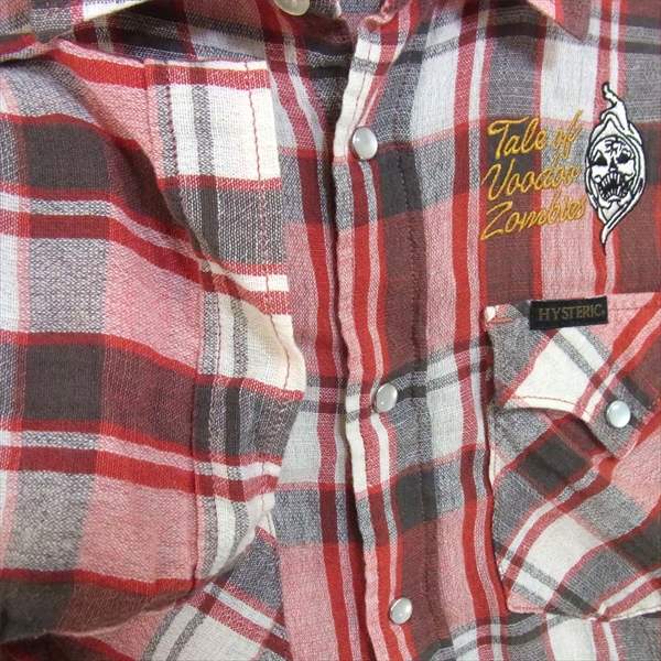 HYSTERIC GLAMOUR ヒステリックグラマー 02172AH04 ウエスタン コットン リネン 半袖シャツ レッド系 レッド系 Ｍ【中古】