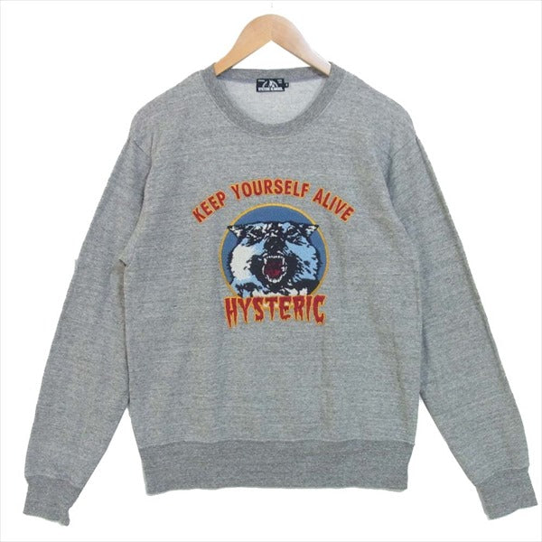 HYSTERIC GLAMOUR ヒステリックグラマー 02171CS06 ウルフ ワッペン コットン 日本製 スウェット グレー系 S【中古】
