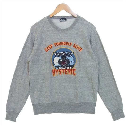 HYSTERIC GLAMOUR ヒステリックグラマー 02171CS06 ウルフ ワッペン コットン 日本製 スウェット グレー系 S【中古】