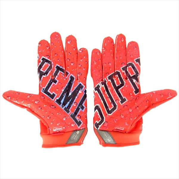 Supreme シュプリーム ナイキ NIKE 18AW Vapor Jet 4.0 Football Gloves ウォーター ロゴ フットボール 手袋 グローブ レッド系 レッド系 M【美品】【中古】