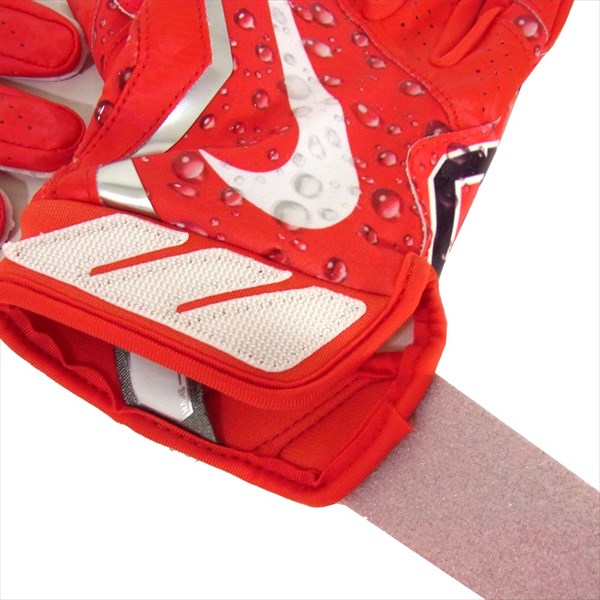 Supreme シュプリーム ナイキ NIKE 18AW Vapor Jet 4.0 Football Gloves ウォーター ロゴ フットボール 手袋 グローブ レッド系 レッド系 M【美品】【中古】
