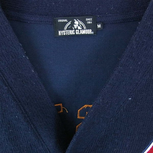 HYSTERIC GLAMOUR ヒステリックグラマー ワッペン カーディガン ネイビー系 M【中古】