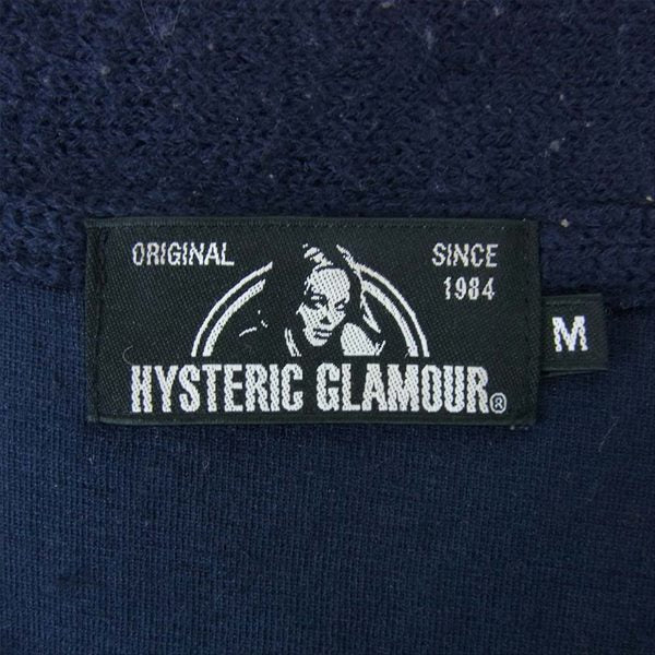 HYSTERIC GLAMOUR ヒステリックグラマー ワッペン カーディガン ネイビー系 M【中古】